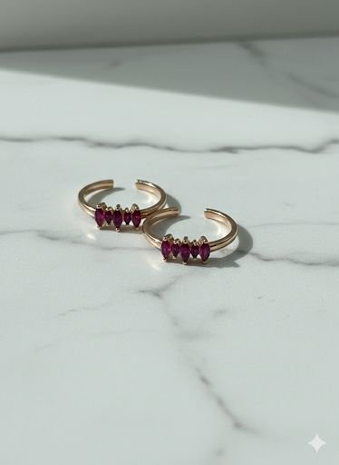 92.5 Silver Rose Gold Marquis Toe Ring 